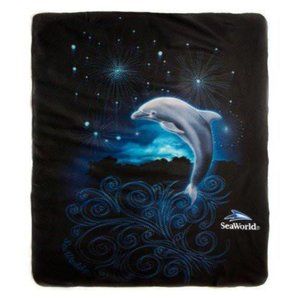 Seaworld Magical Dolphin Fireworks Throw Blanket Retired